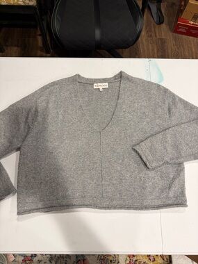 Willow & Wind Women's V-Neck Cropped Sweater - Gray